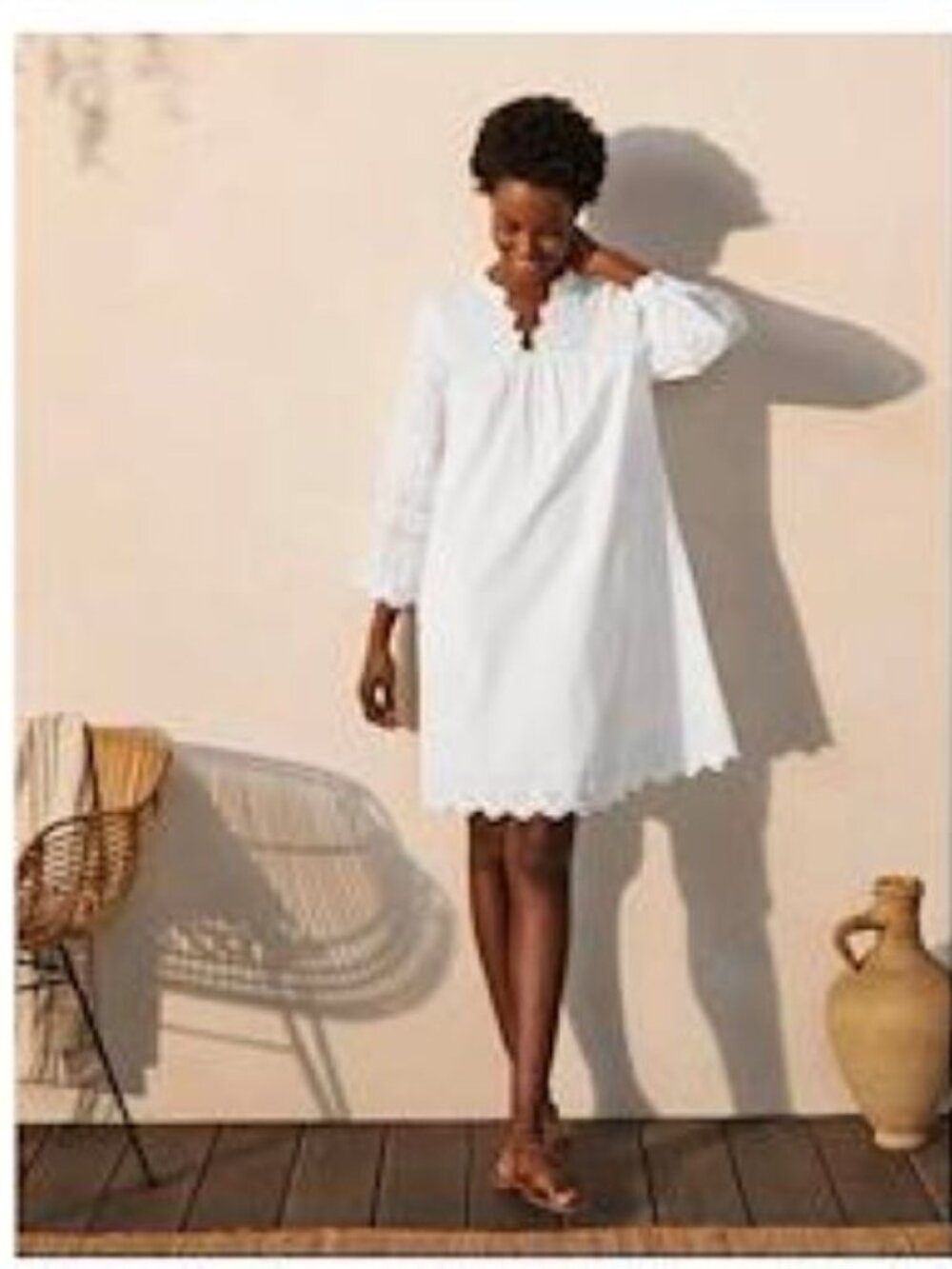 Boden Erin Cotton Broderie Dress White Embroidered Summer Midi Dress Size 10